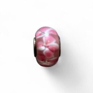 Pink Floral Glass Charm for Pandora Bracelet